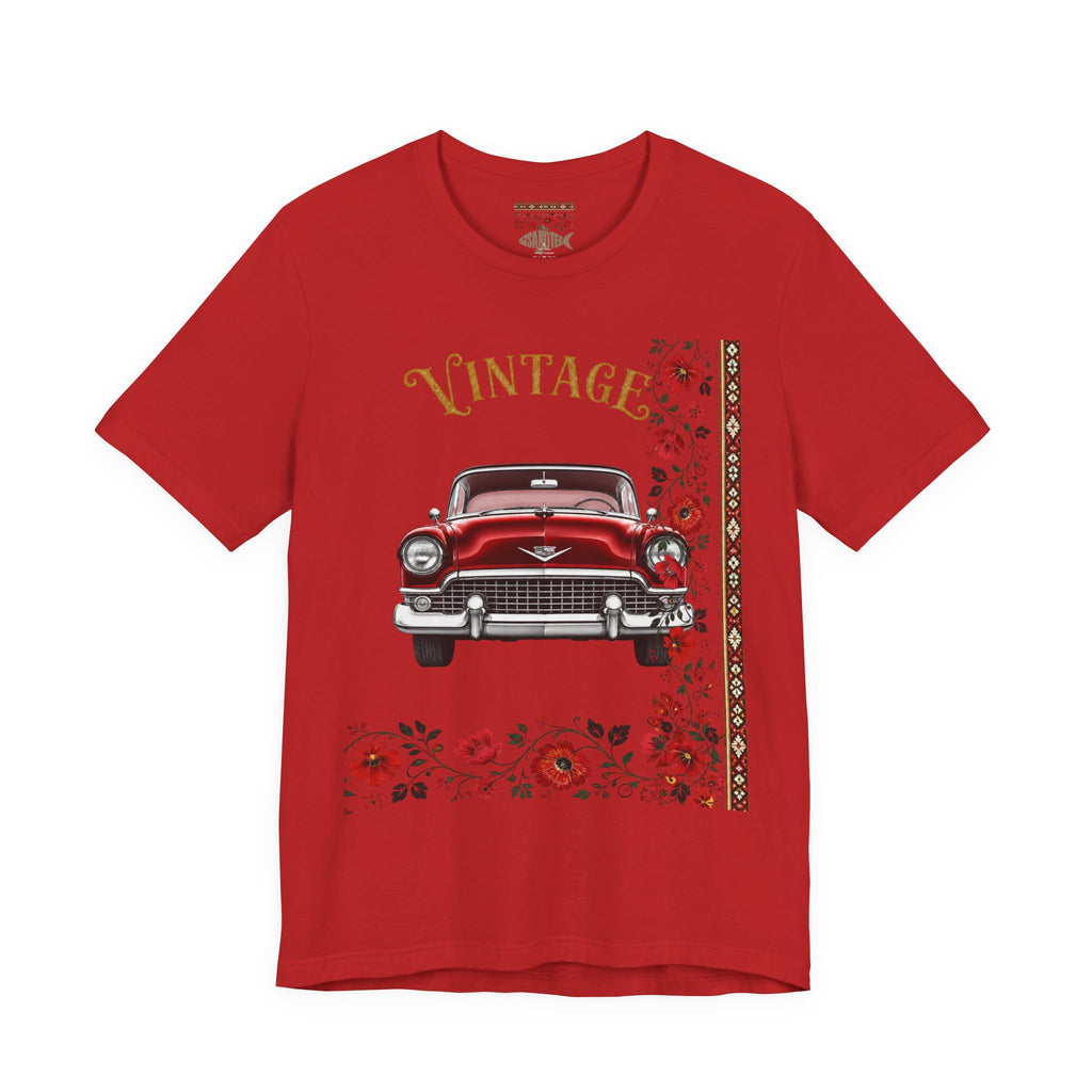 Vintage Classic Car Floral Graphic T-Shirt