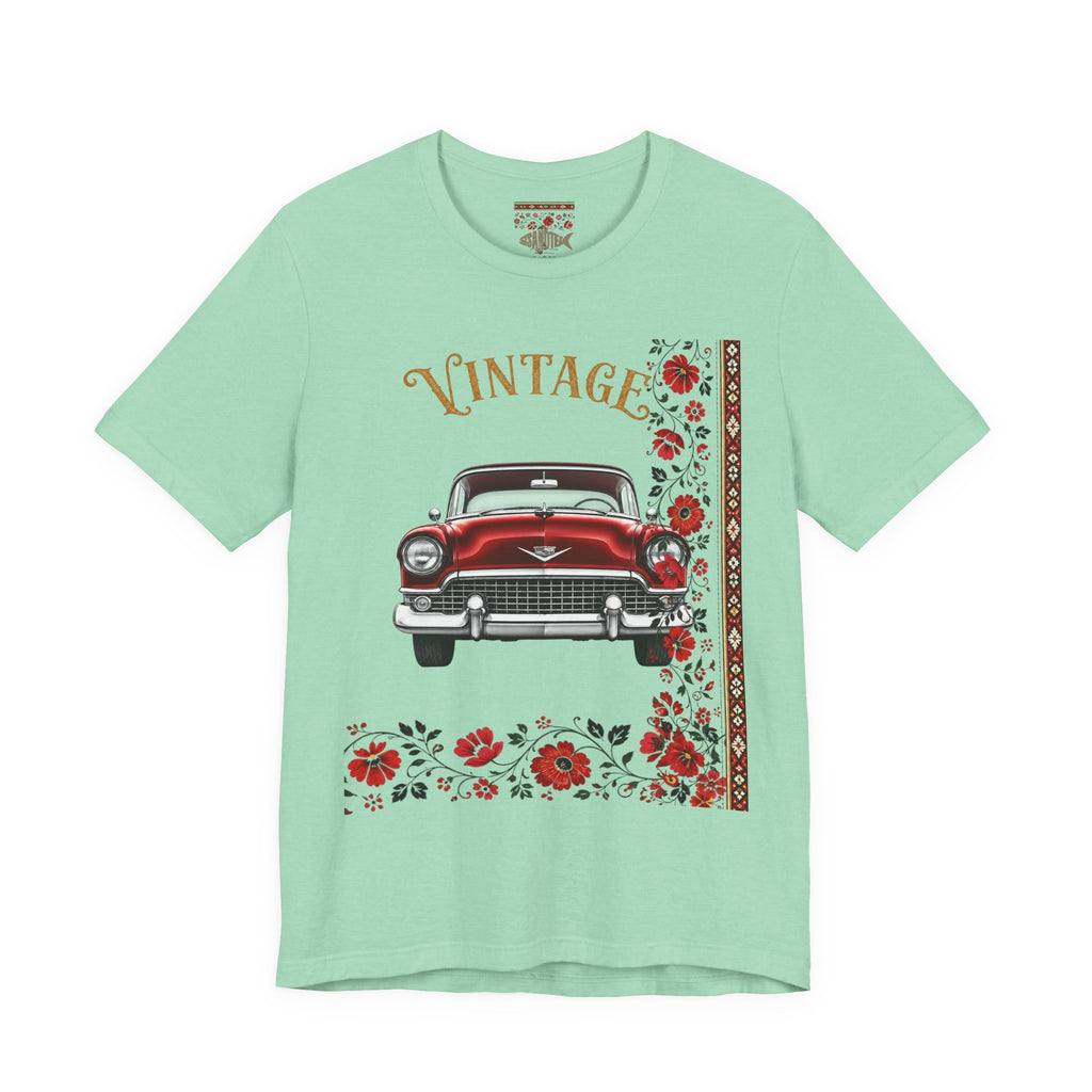 Vintage Classic Car Floral Graphic T-Shirt
