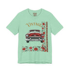 Vintage Classic Car Floral Graphic T-Shirt