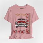 Vintage Classic Car Floral Graphic T-Shirt