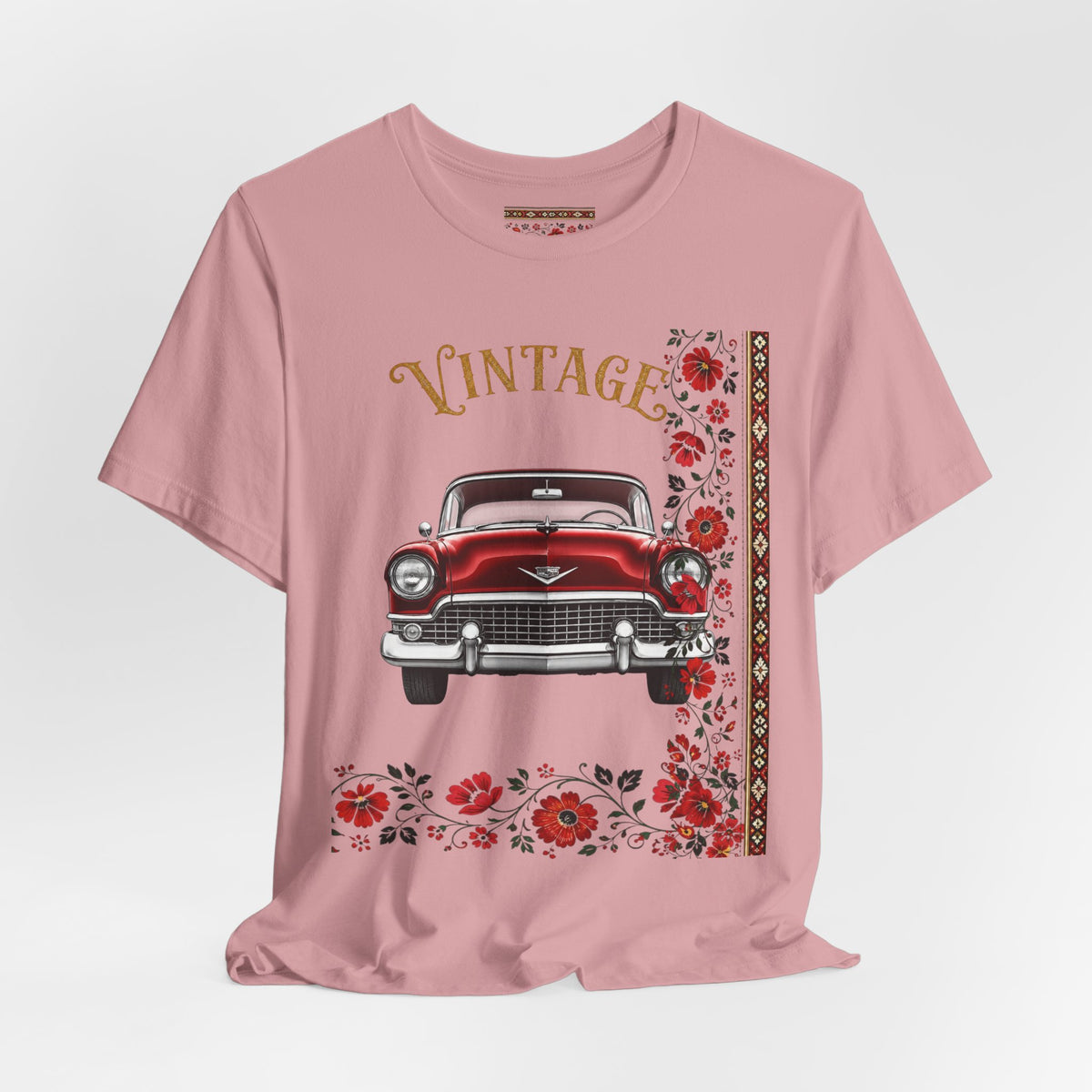 Vintage Classic Car Floral Graphic T-Shirt