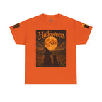 Halloween Graphic Tee — "It's Halloween" Witch & Cat Moon Design