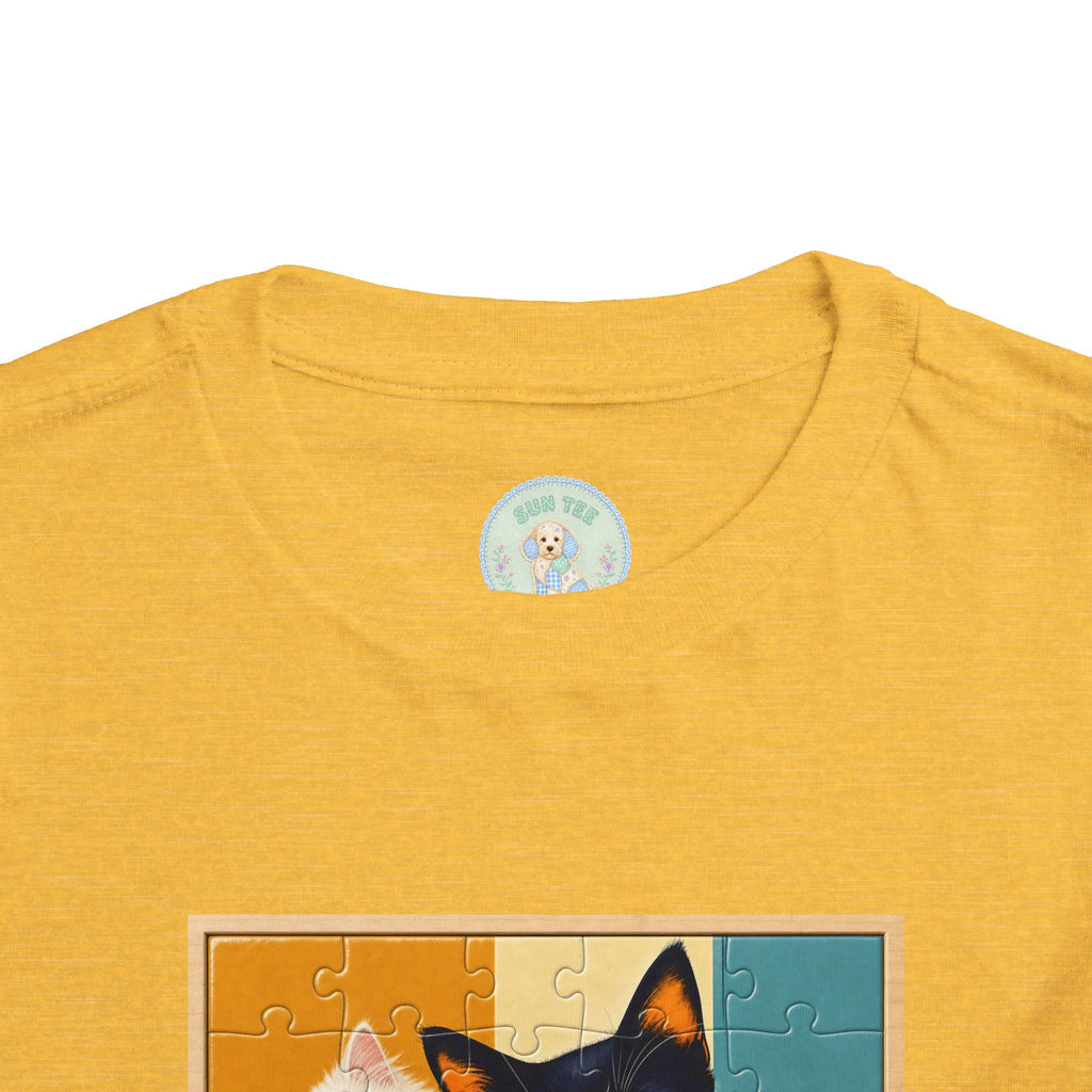 Toddler Cat Portrait Tee — Color Block Kittens Short Sleeve