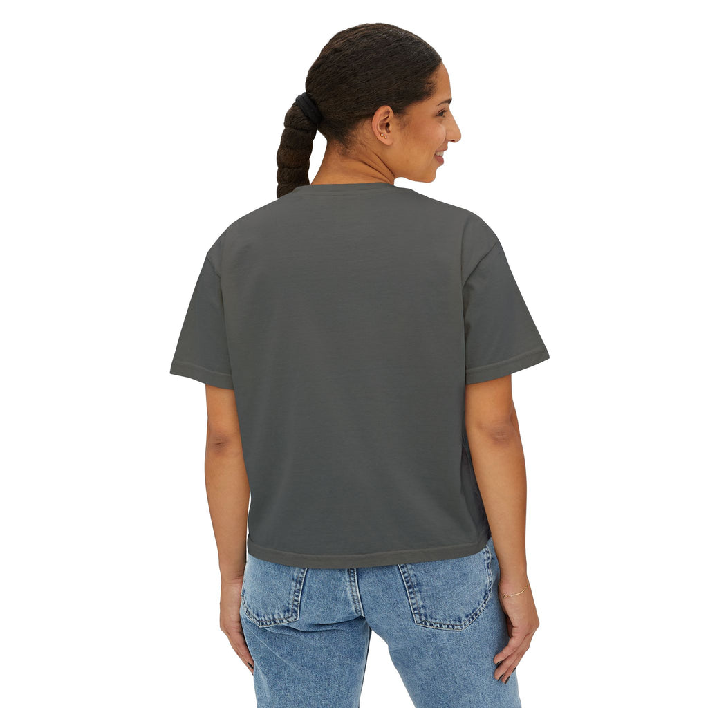 Women's Boxy Tee — Colorful Pop Art Faces Graphic Cropped T‑Shirt