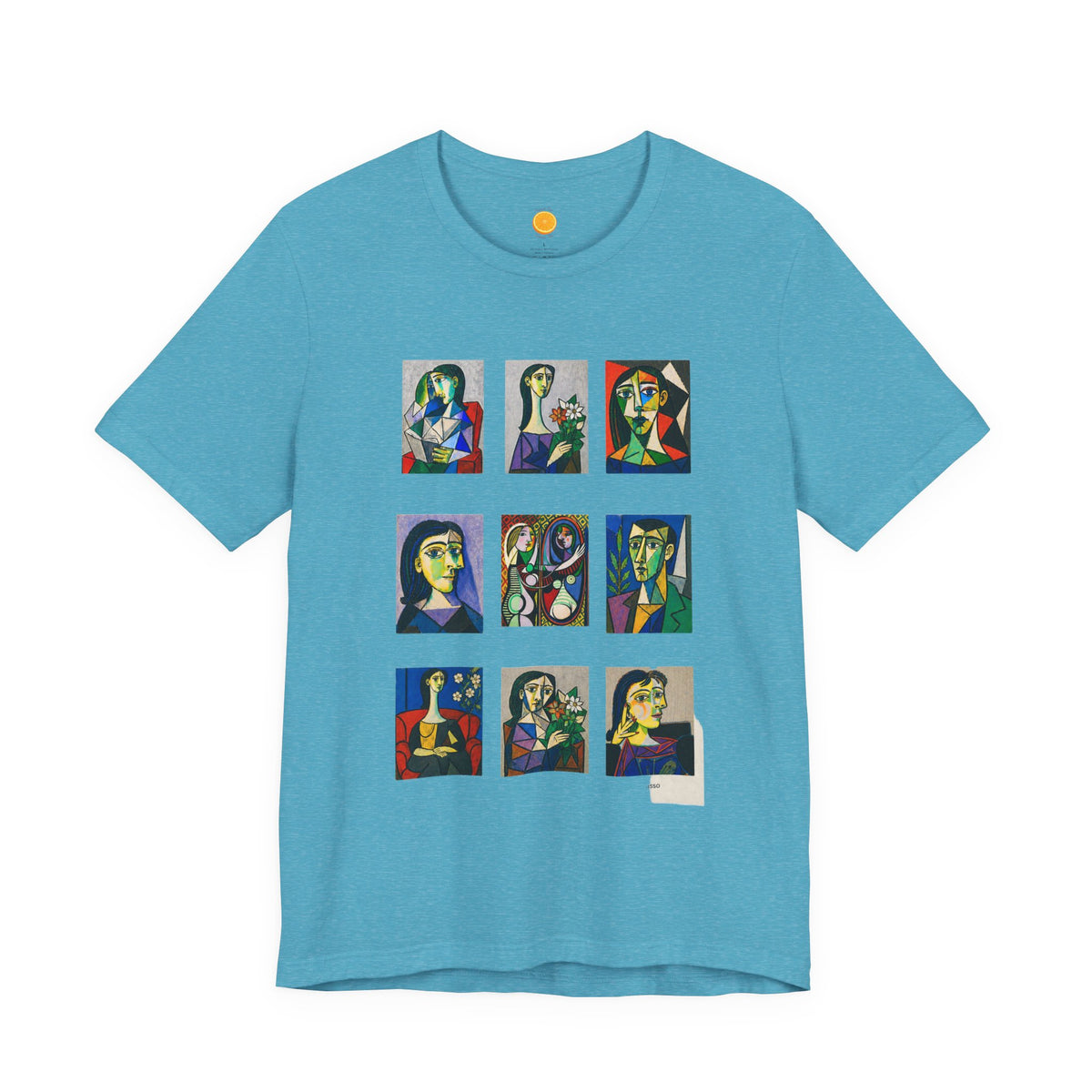 Picasso Portrait Grid T‑Shirt — Colorful Cubist Faces Art Tee