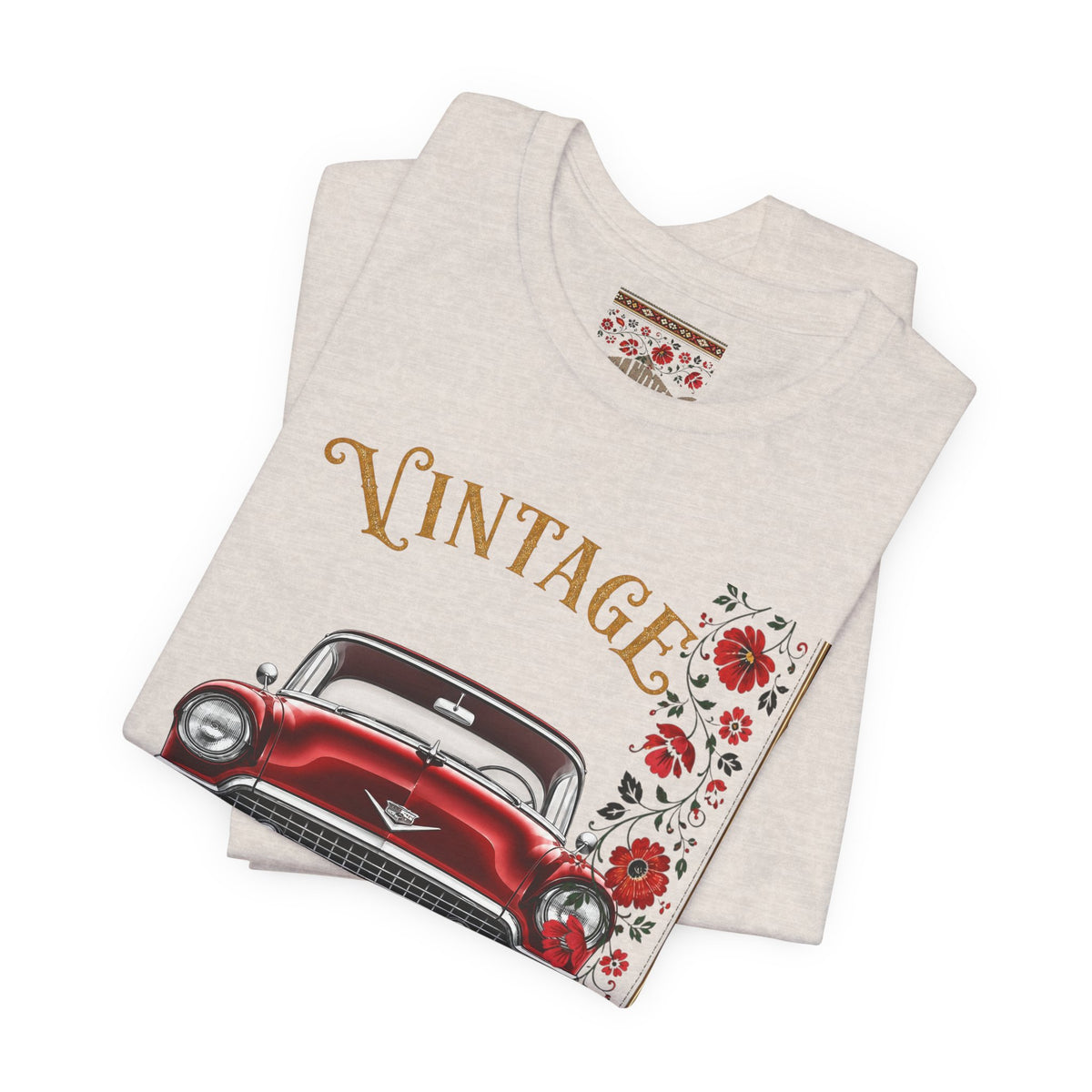 Vintage Classic Car Floral Graphic T-Shirt