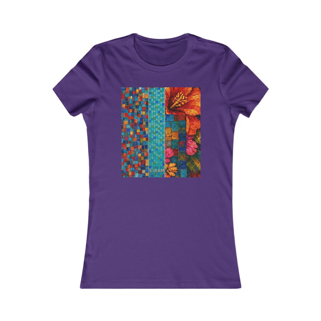 Women's Floral Patchwork Tee — Colorful Quilted Art Graphic Shirt