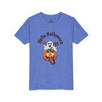 Youth Halloween Tee - "Hello Halloween" Ghost & Pumpkin Trick-or-Treat Shirt