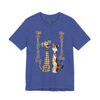 Gingham Dog & Calico Cat Tee — Plaid Pet Illustration T-Shirt