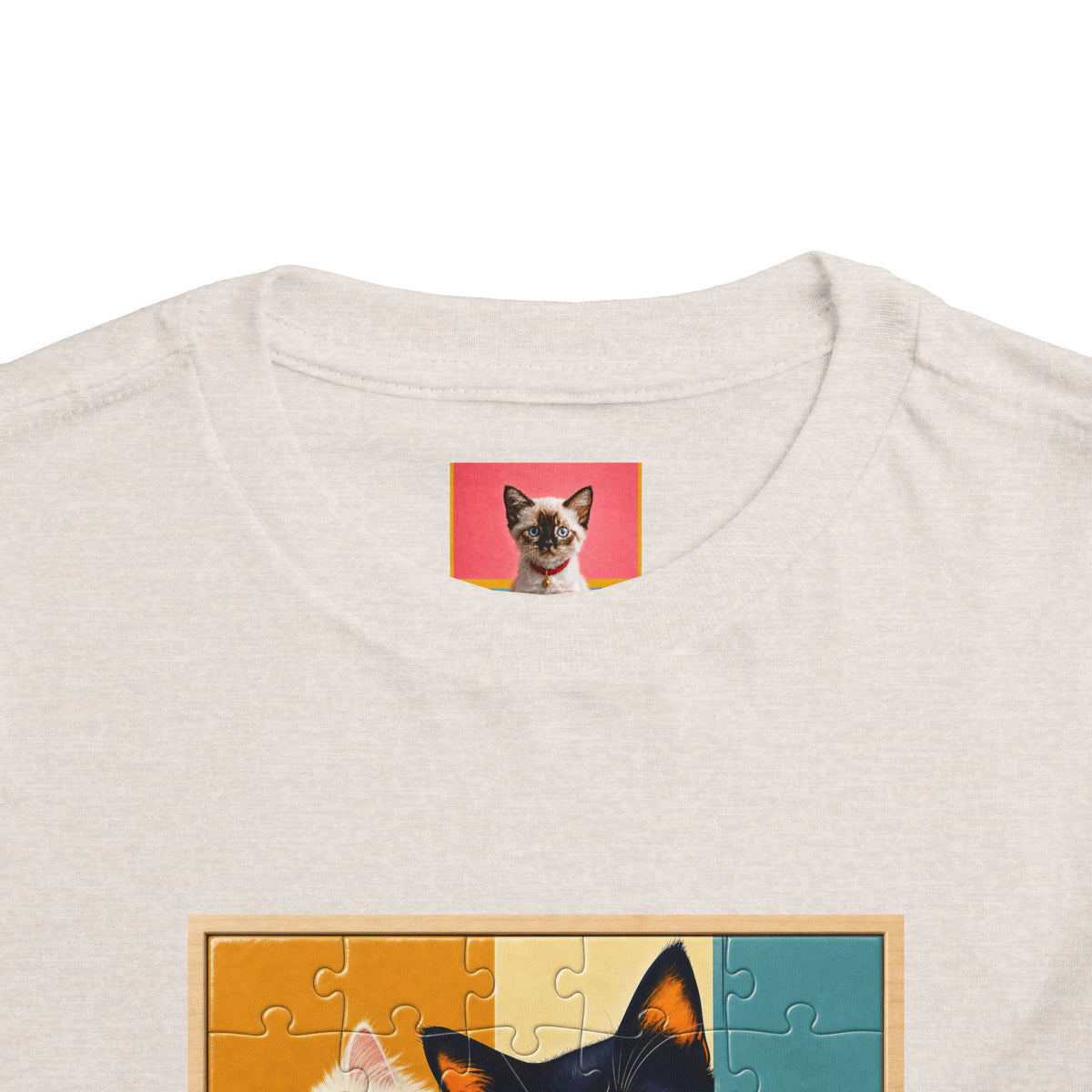 Toddler Cat Puzzle Tee — "Puzzle Me" Short Sleeve Kids Shirt