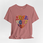 Love Heart Graphic Tee — Retro Floral "Love" Design