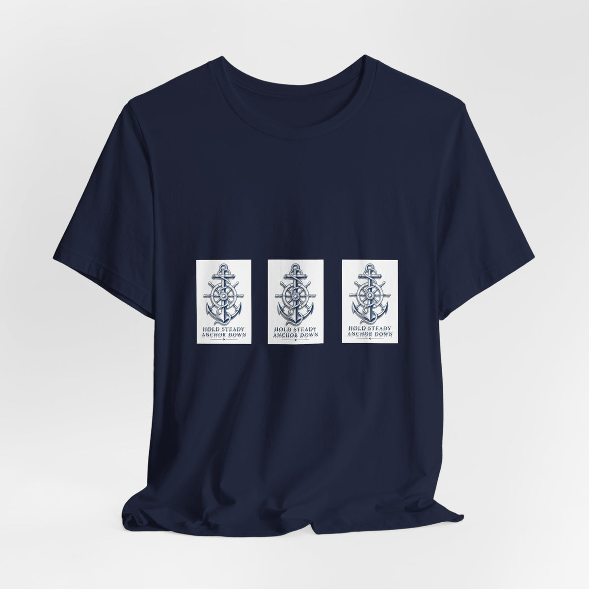 Nautical Anchor Trio T-Shirt — Vintage Navy Boat Crew Graphic Tee