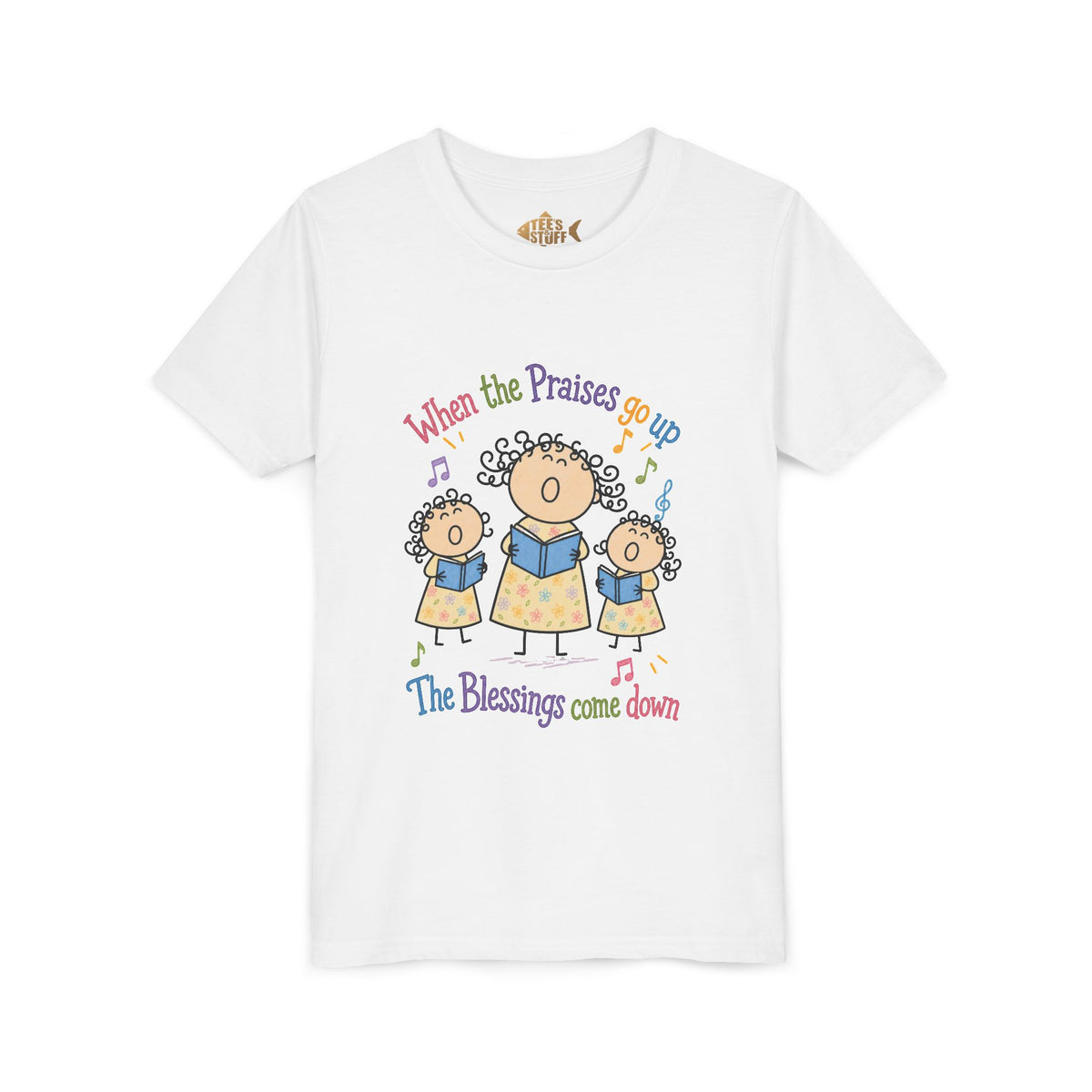 Youth Tee - 'When the Praises Go Up, The Blessings Come Down' Kids Choir Graphic