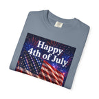 4th of July Flag T-Shirt — "Happy 4th of July" Front & America Flag Back