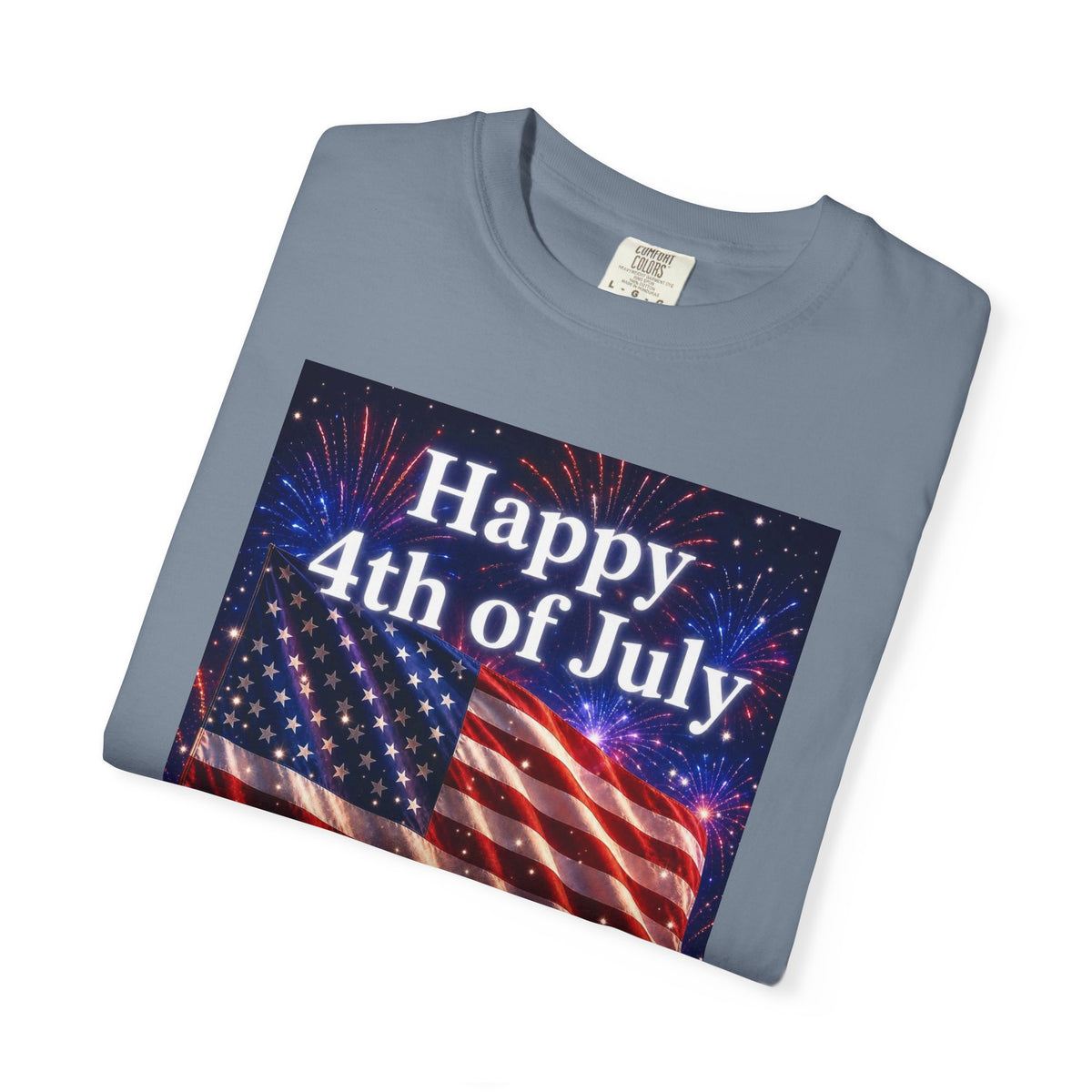 4th of July Flag T-Shirt — "Happy 4th of July" Front & America Flag Back