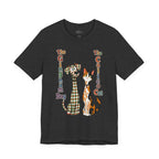 Gingham Dog & Calico Cat Tee — Plaid Pet Illustration T-Shirt