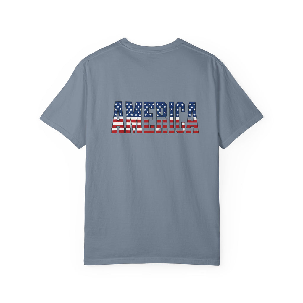 4th of July Flag T-Shirt — "Happy 4th of July" Front & America Flag Back