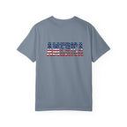4th of July Flag T-Shirt — "Happy 4th of July" Front & America Flag Back