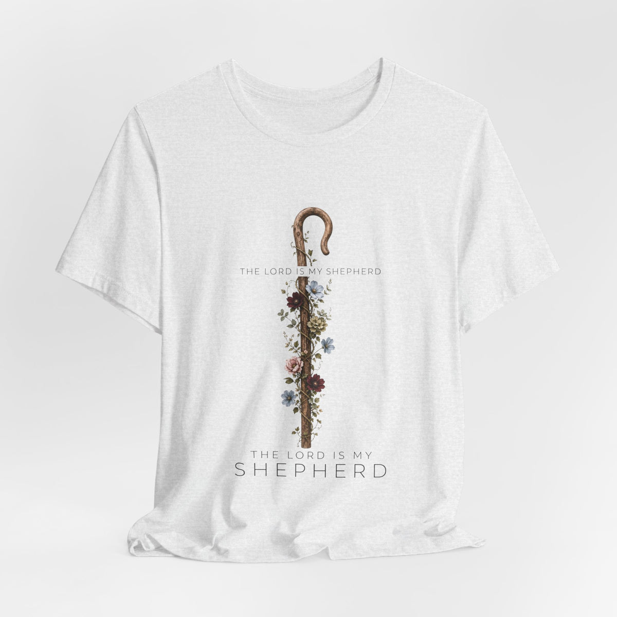 Shepherd Floral Staff T‑Shirt — 'The Lord Is My Shepherd' Faith Tee