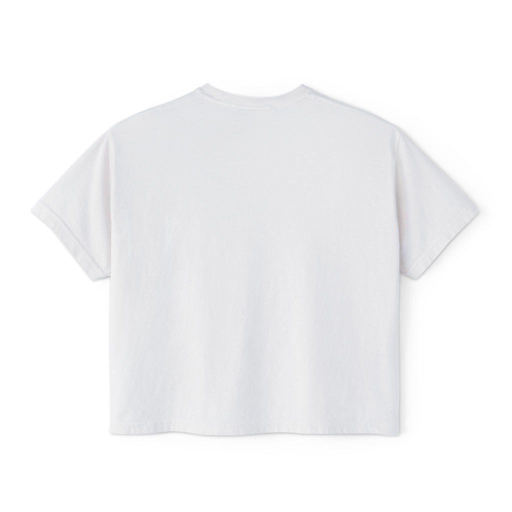 Women's Boxy Tee — Colorful Pop Art Faces Graphic Cropped T‑Shirt