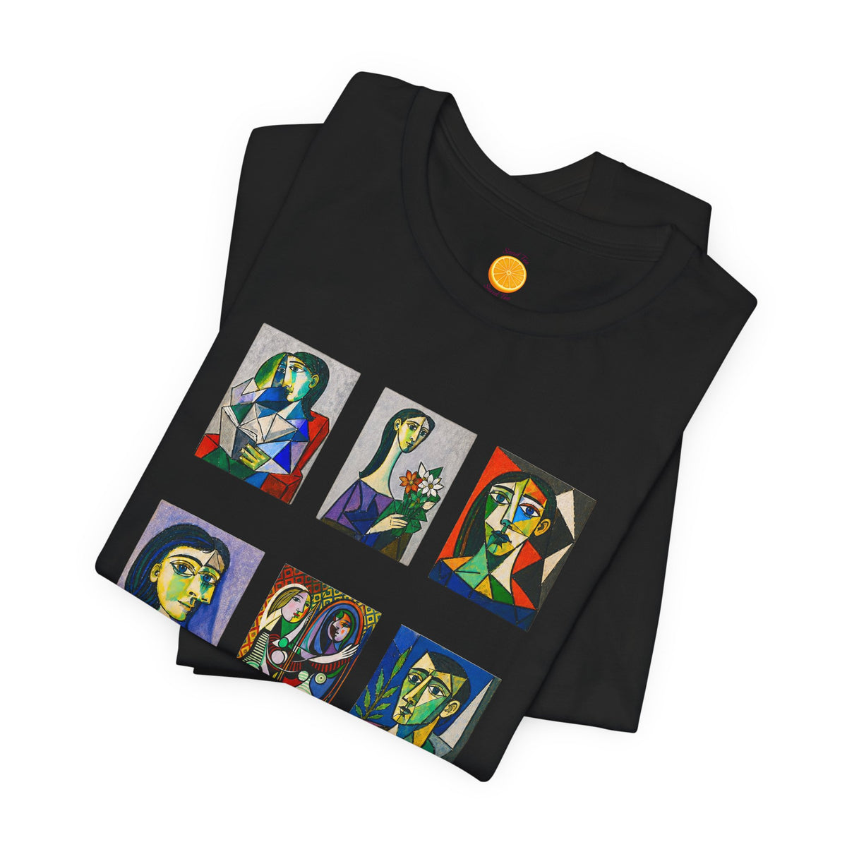 Picasso Portrait Grid T‑Shirt — Colorful Cubist Faces Art Tee