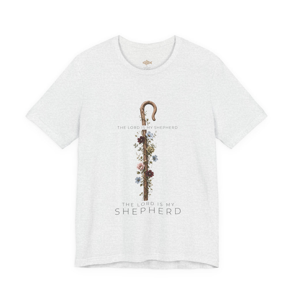 Shepherd Floral Staff T‑Shirt — 'The Lord Is My Shepherd' Faith Tee