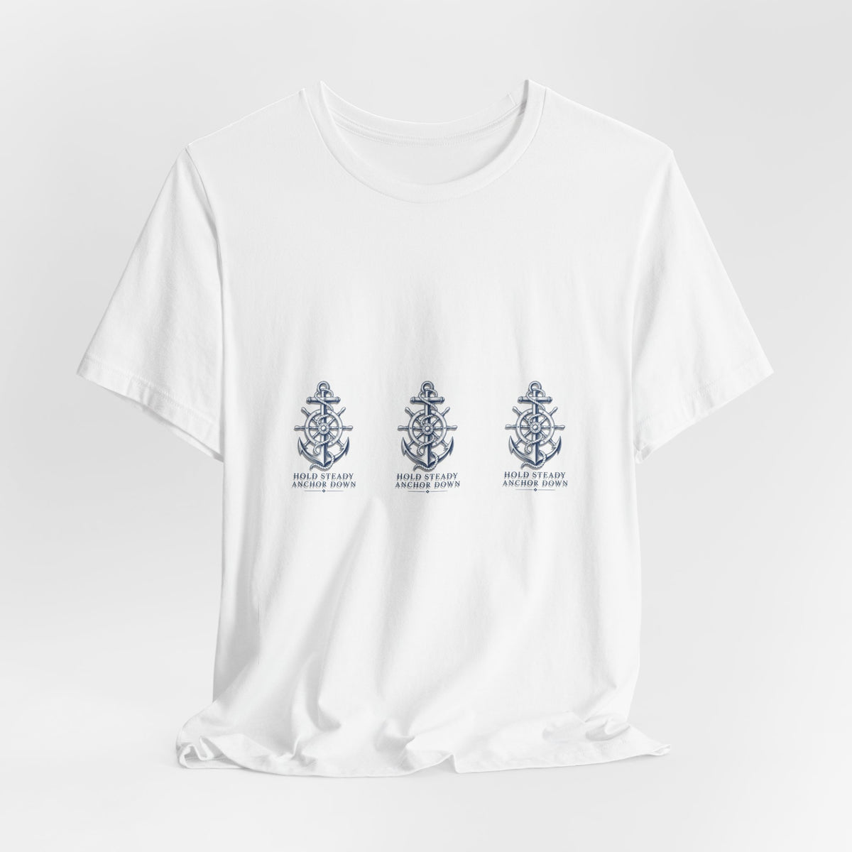 Nautical Anchor Trio T-Shirt — Vintage Navy Boat Crew Graphic Tee