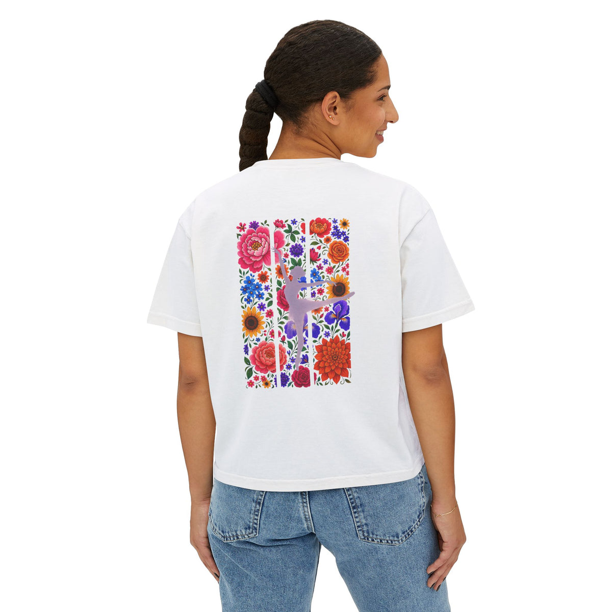 Floral Ballet Dancer Tee | Boxy Crop Shirt