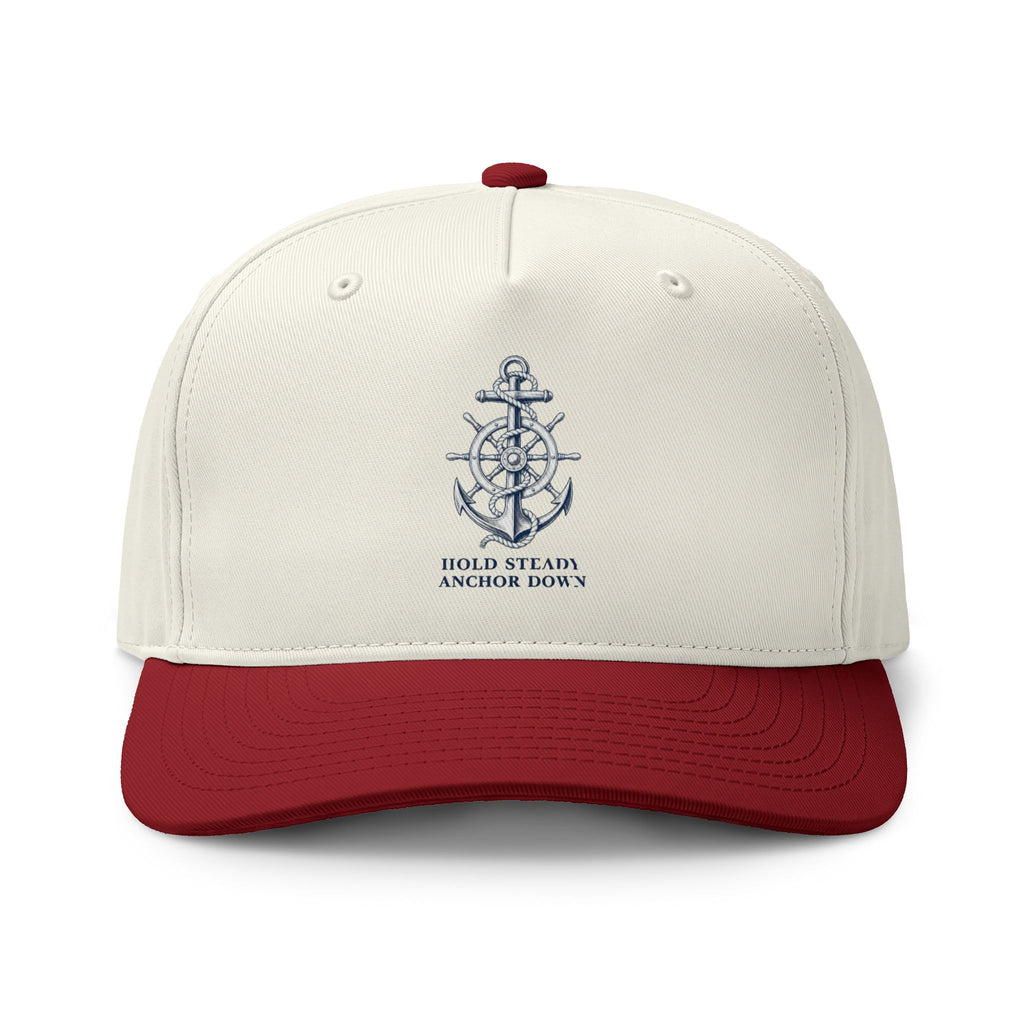 Anchor Compass Embroidered Two-Tone Cap — 'Hold Steady, Anchor Down'