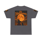 Halloween Graphic Tee — "It's Halloween" Witch & Cat Moon Design
