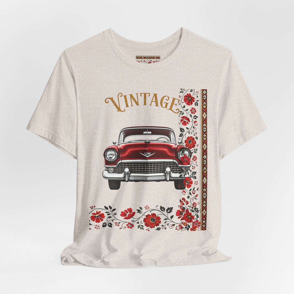 Vintage Classic Car Floral Graphic T-Shirt
