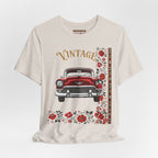 Vintage Classic Car Floral Graphic T-Shirt