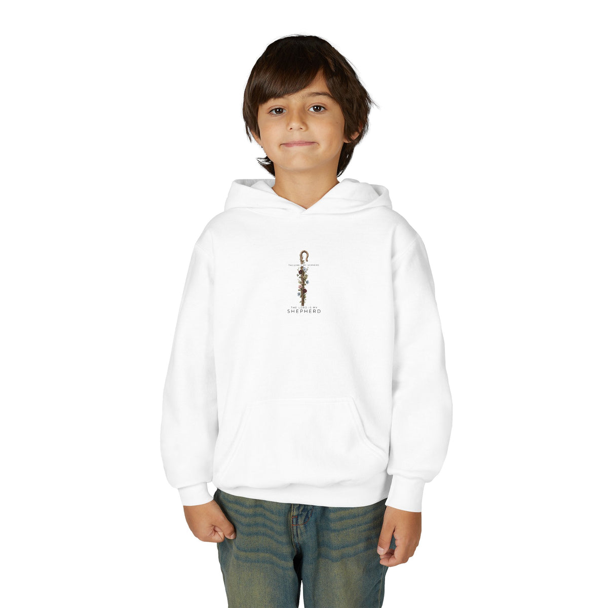 "The Lord Is My Shepherd" -Youth Heavy Blend Hooded Sweatshirt