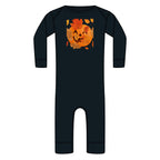 Baby Halloween Pumpkin Bodysuit — Autumn Leaves Jack-O'-Lantern Infant Romper