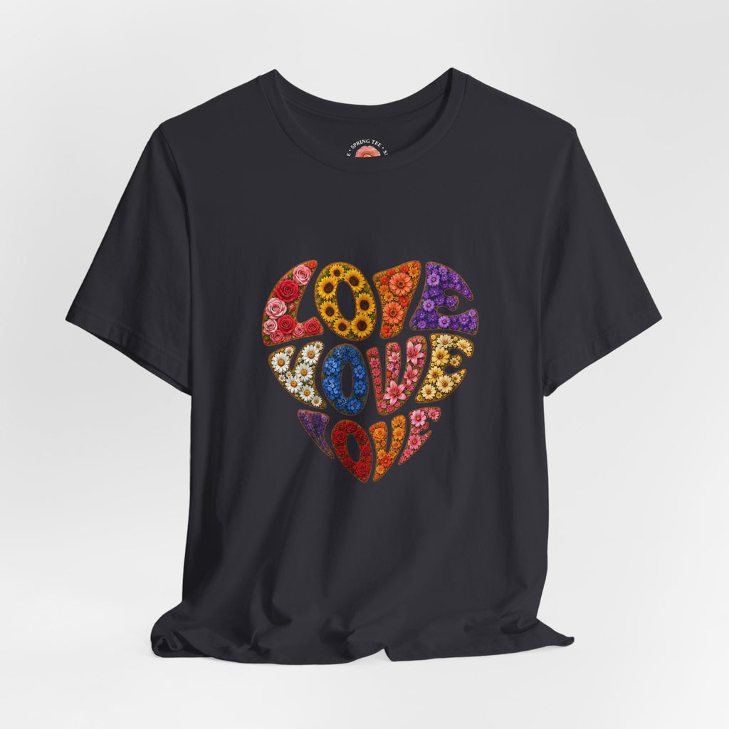 Love Heart Graphic Tee — Retro Psychedelic 'Love' Design