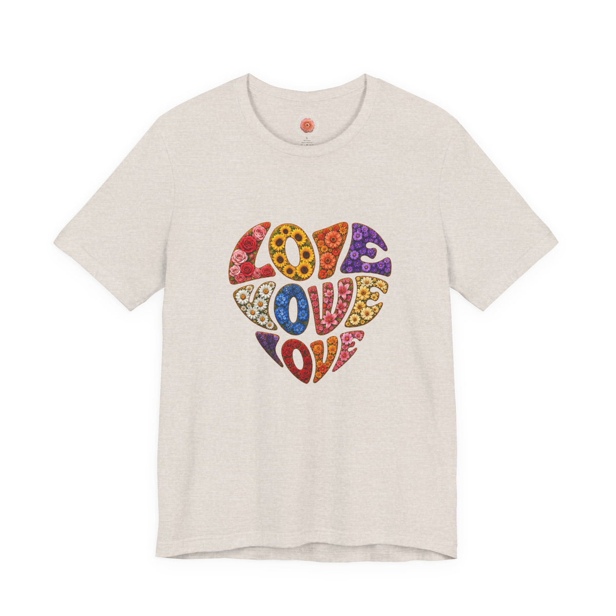 Love Heart Graphic Tee — Retro Floral "Love" Design