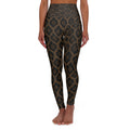 High-Waisted Leopard Print Yoga Leggings — Brown AOP Athletic Tights