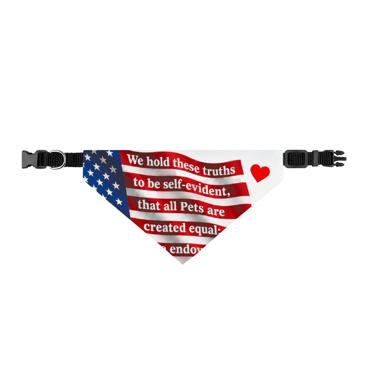 Patriotic Clip-On Pet Bandana – "All Pets Are Created Equal" Dog Collar Accent