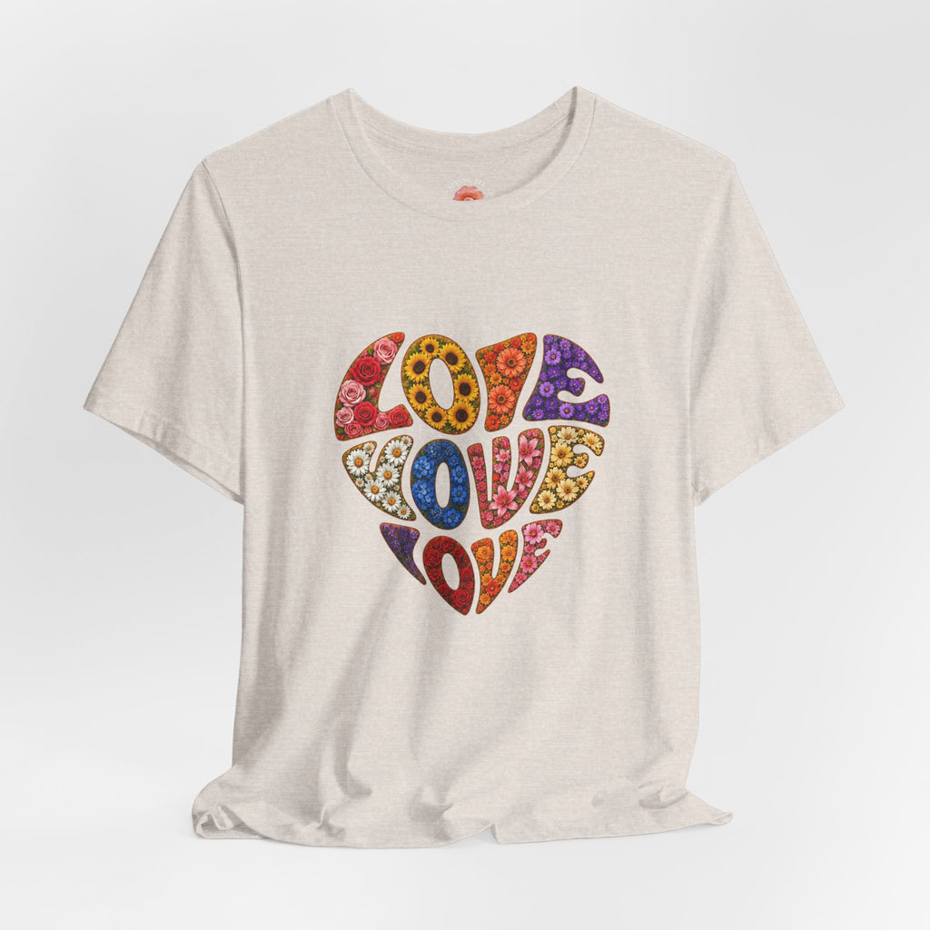 Love Heart Graphic Tee — Retro Psychedelic 'Love' Design