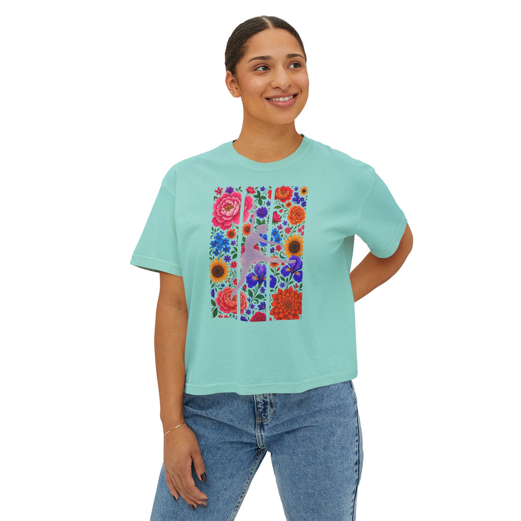 Floral Ballet Dancer Tee | Boxy Crop Shirt