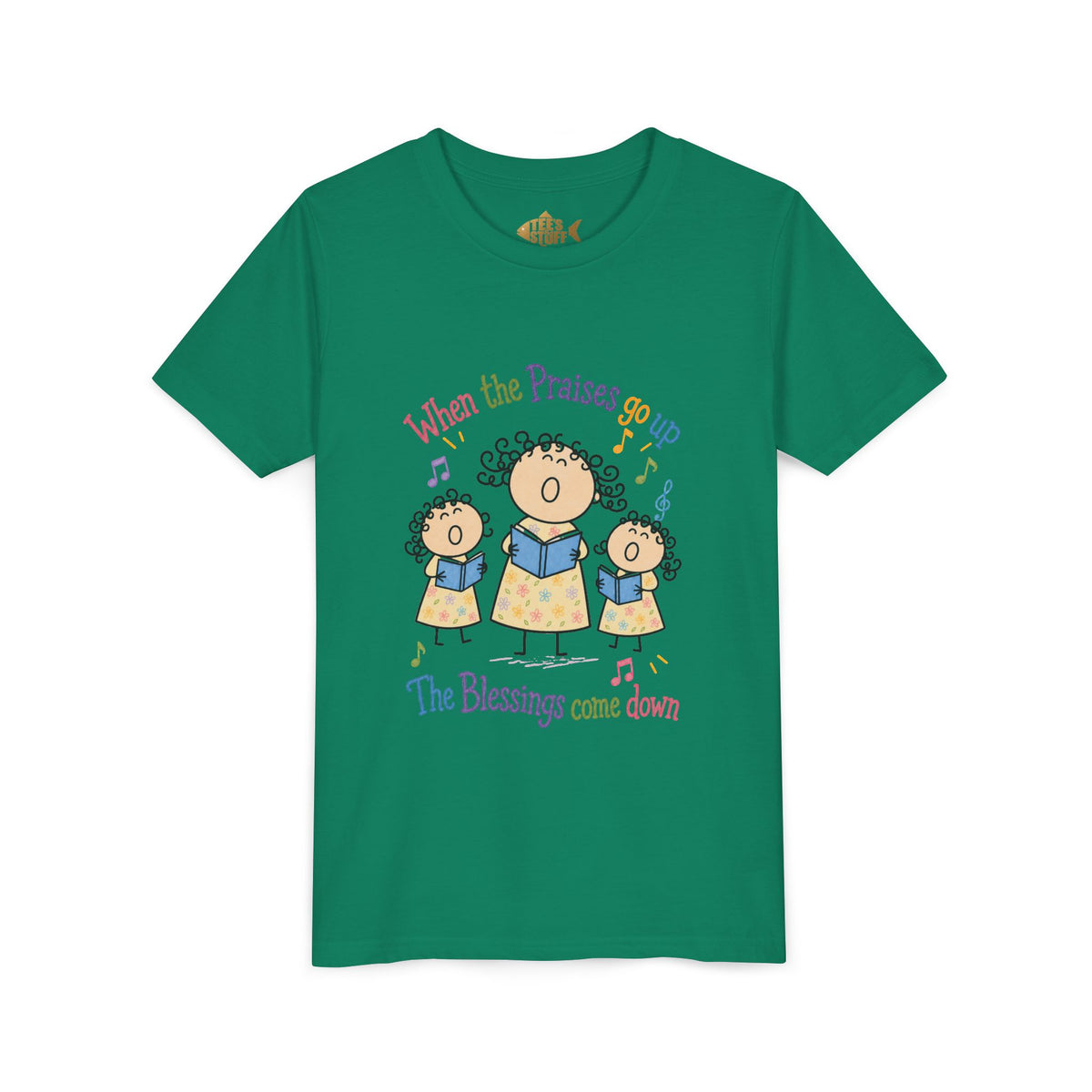 Youth Tee - 'When the Praises Go Up, The Blessings Come Down' Kids Choir Graphic