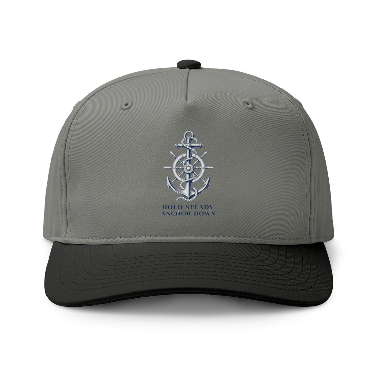 Anchor Compass Embroidered Two-Tone Cap — 'Hold Steady, Anchor Down'
