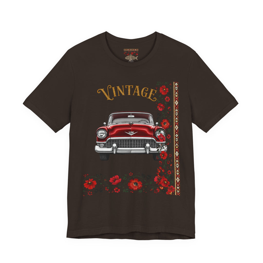 Vintage Classic Car Floral Graphic T-Shirt