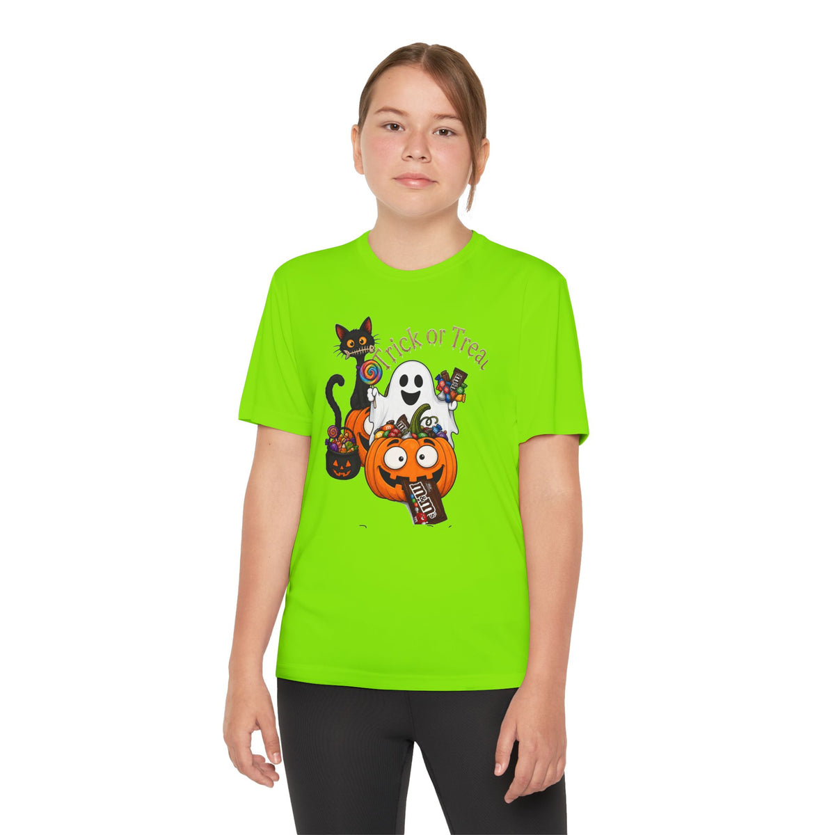 Kids Halloween Trick or Treat T-Shirt — Cute Pumpkin, Ghost & Black Cat Design