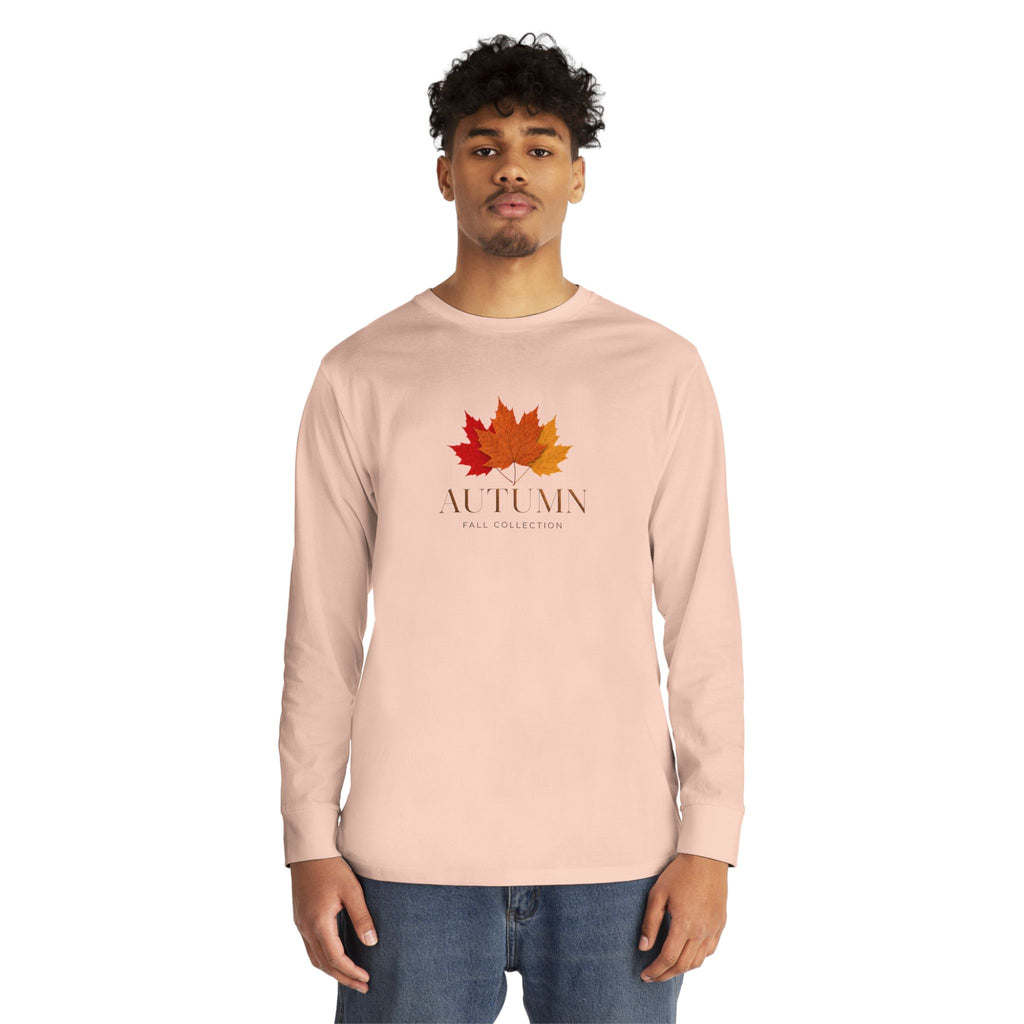 Autumn Leaves Long Sleeve Tee — 'AUTUMN' Maple Graphic Cozy Fall Shirt