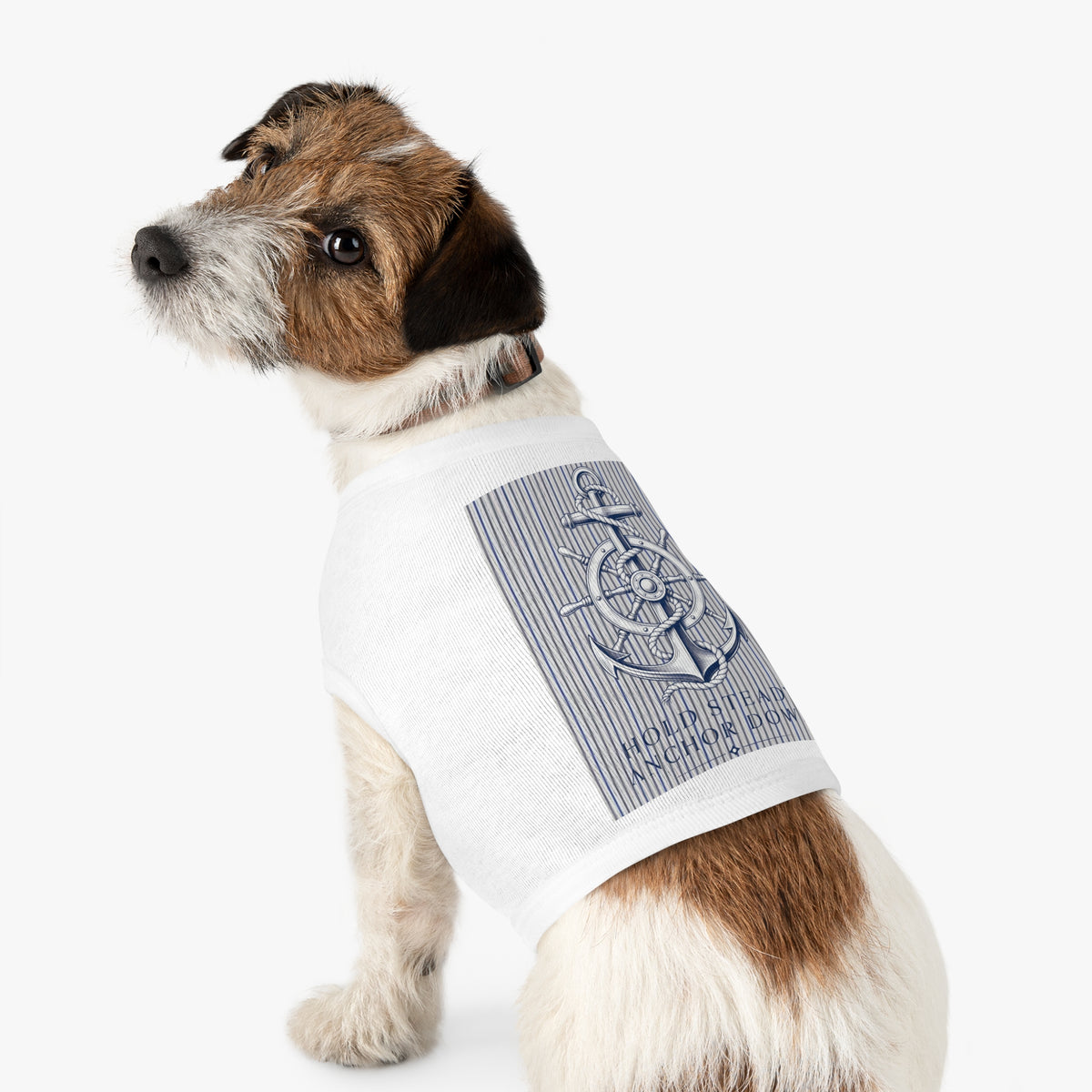Nautical Anchor Pet Tank Top – "Hold Steady Anchor Down" Dog Shirt