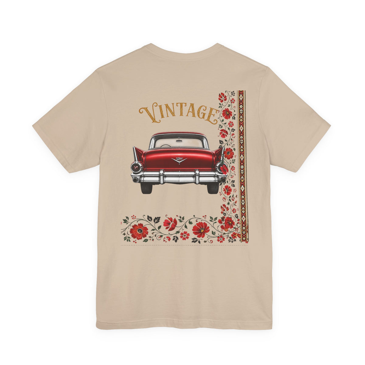 Vintage Classic Car Floral Graphic T-Shirt