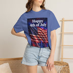 4th of July Flag T-Shirt — "Happy 4th of July" Front & America Flag Back