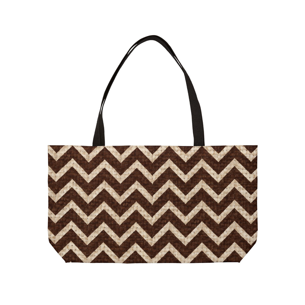 Chevron Weekender Tote Bag — Brown Rustic Zigzag Travel Tote