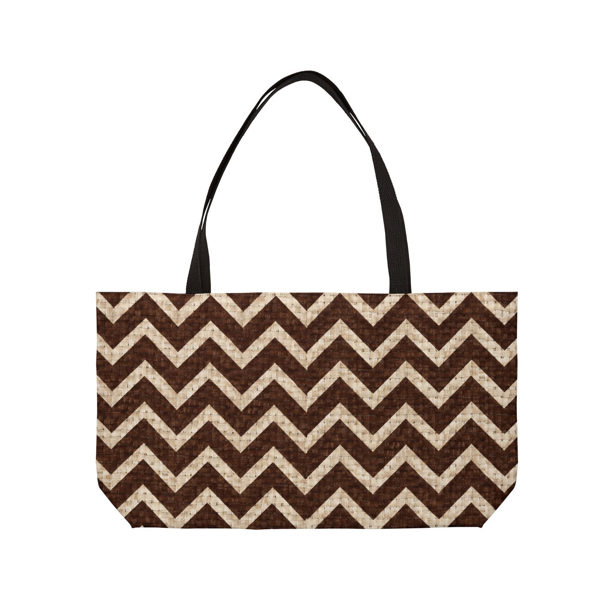 Chevron Weekender Tote Bag — Brown Rustic Zigzag Travel Tote